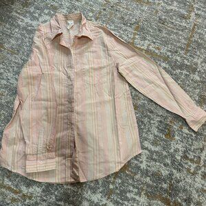 Gap Women’s Pink Stripes Casual Long Sleeve Blouse